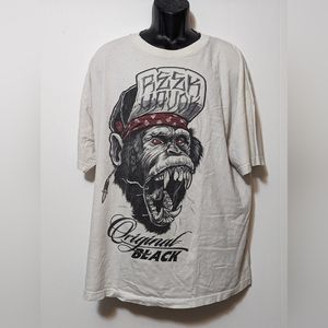 Men's Original Black Rage Monkey White T-shirt Size XXL